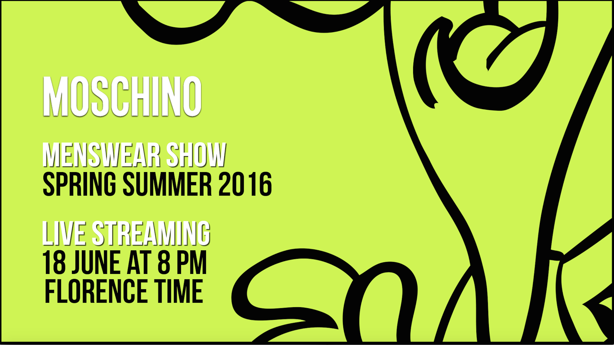 Livestream Deets of Moschino Men's Spring/Summer 16 TODAY!