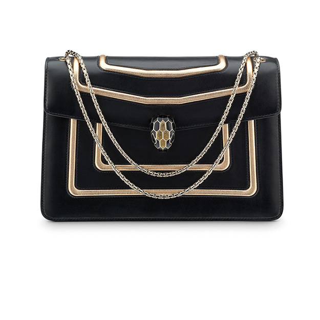Bulgari's Black-and-Gold Serpenti Graphic Frame Bag