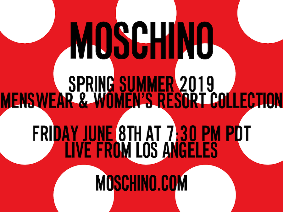 Moschino Mens SS19 Womens Resort 19 Show Invite