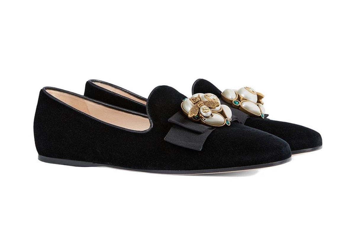 Toosday Shoesday: Gucci's Velvet Loafer With Bee and Pearl Embellishments
