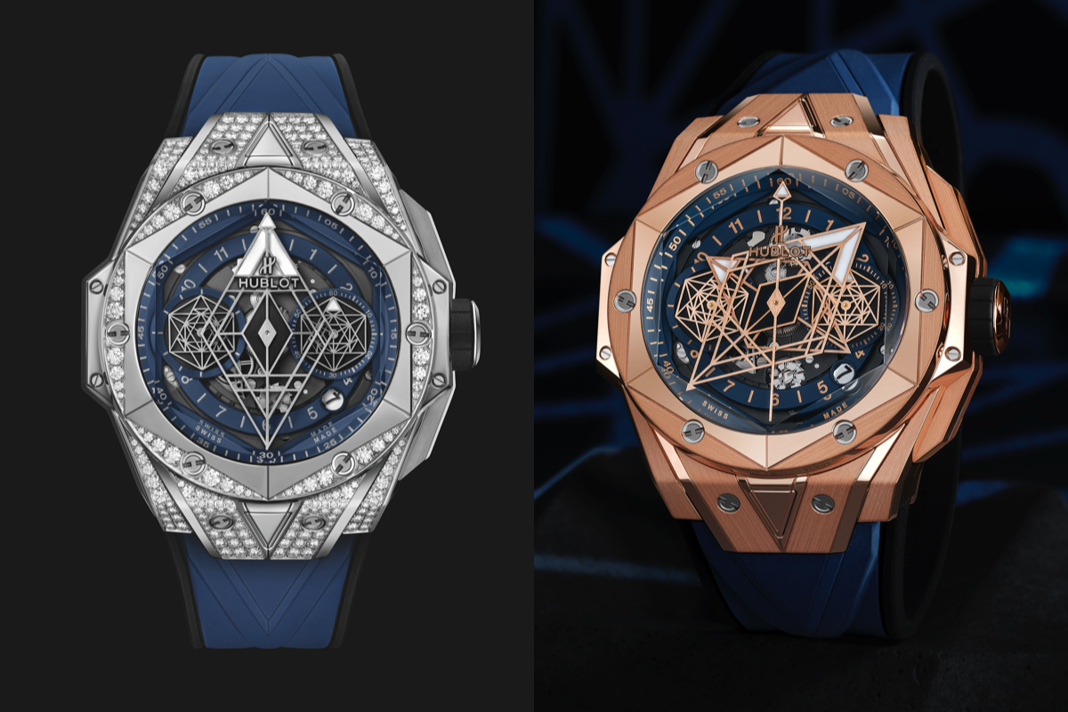 Hublot Big Bang Sang Bleu II Titanium Blue Diamonds King Gold Limtied Edition Watches 