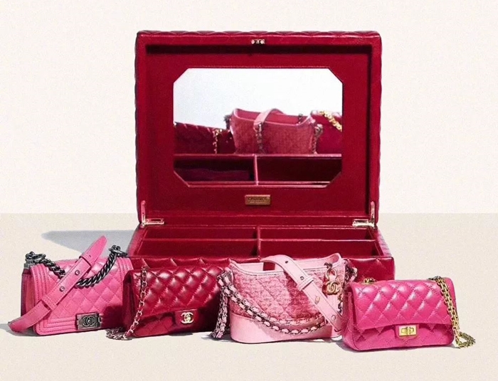 Chanel Quilted Leather Box Set 4 Bags Red Pink Gabrielle Flap 2.55 Boy Chanel