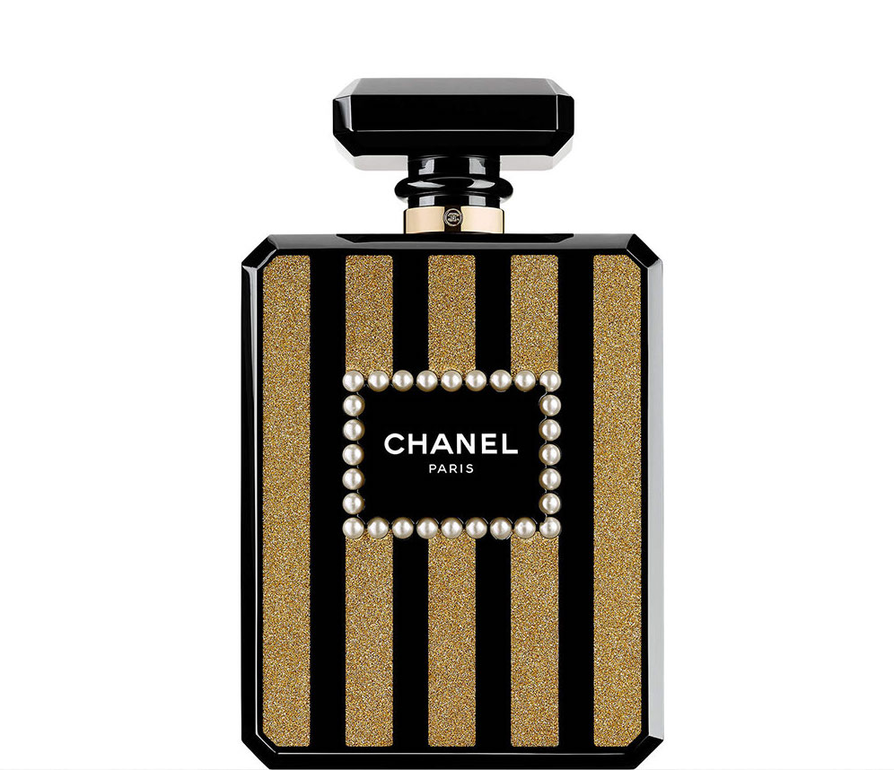 Chanel Striped Perfume Bottle Evening Bag Metiers d'Art 2017