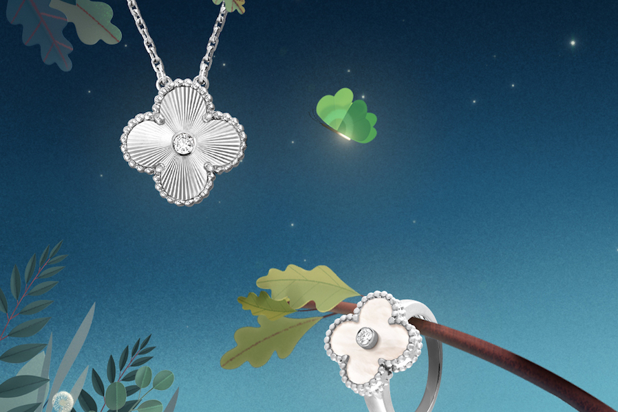 Van Cleef Arpels Holiday Season 2020 Limited Edition Alhambra Pendant Guilloche White Gold