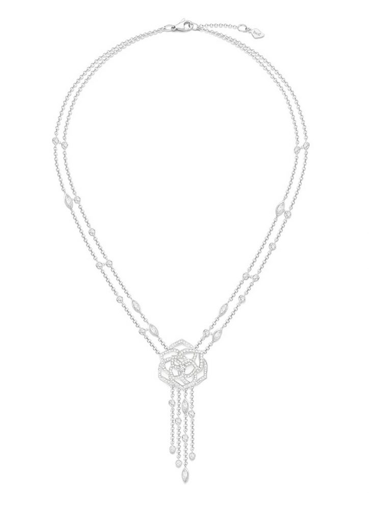 Piaget Rose 2020 Necklace With 4 Diamond Chains and Paved Diamonds