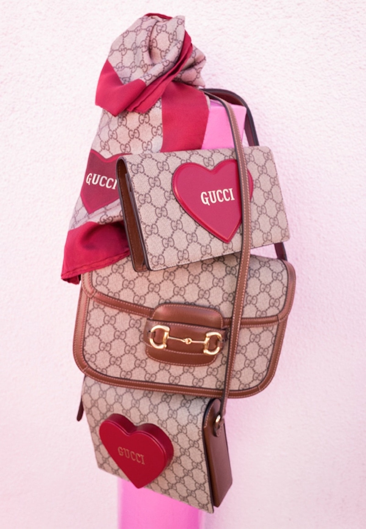 Gucci Valentines Capsule Crossbody Bag , Scarf and WOC