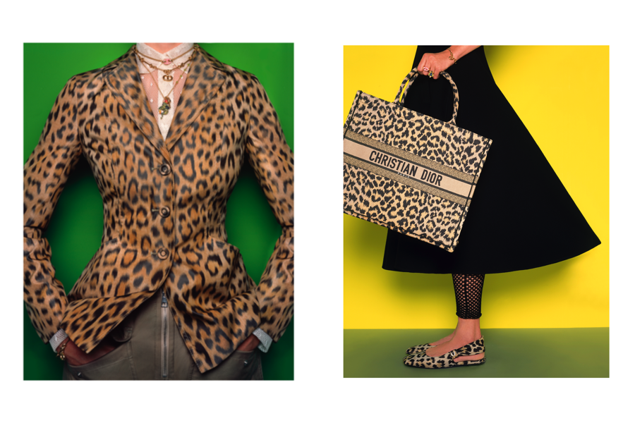 Dior Mizza Capsule Fall 2021 Leopard Print Bar Jacket and Book Tote