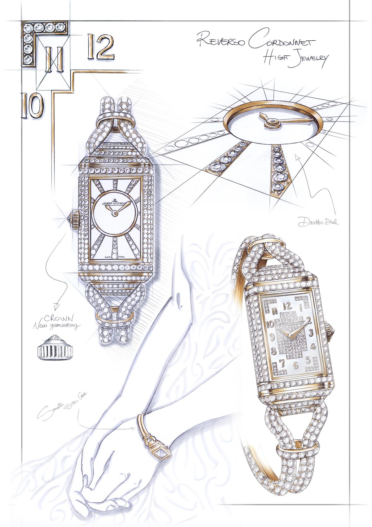 Jaeger LeCoultre Reverso One Cordonnet Jewellery Duetto 2021 Design Sketch