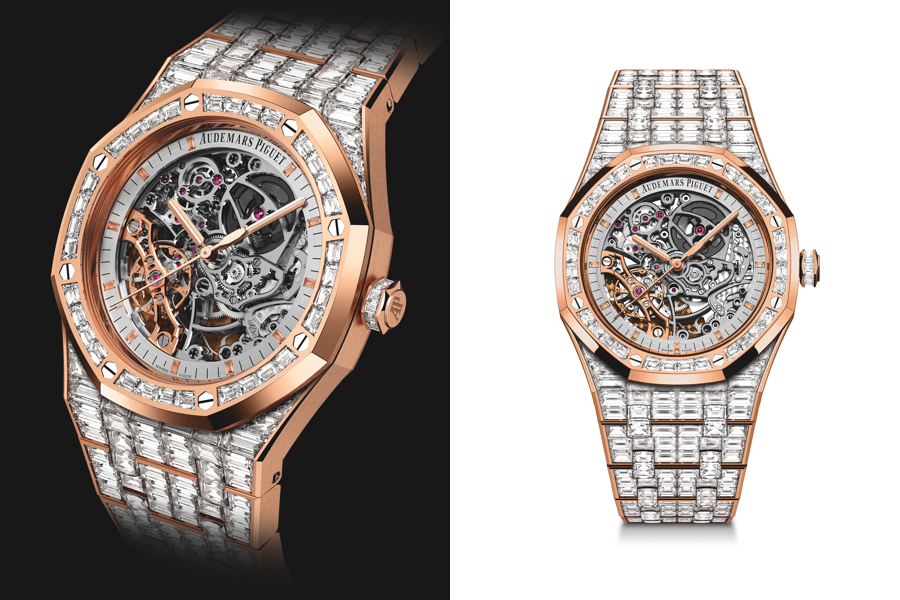 Audemars Piguet Pink Gold Double Balance Wheel Openworked Diamonds Paved 41mm Watch