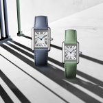 Cartier Tank must Solarbeat Watches Coloured Vegan Leather Straps Pastel Blue and Green